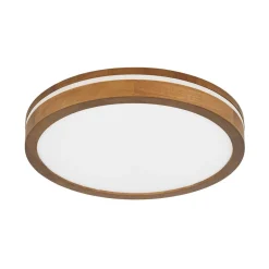 Rustic Dimmable LED Walnut Wooden Round Ceiling Light