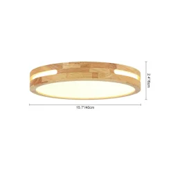 Rustic Dimmable LED Wood Round Flush Mount Light
