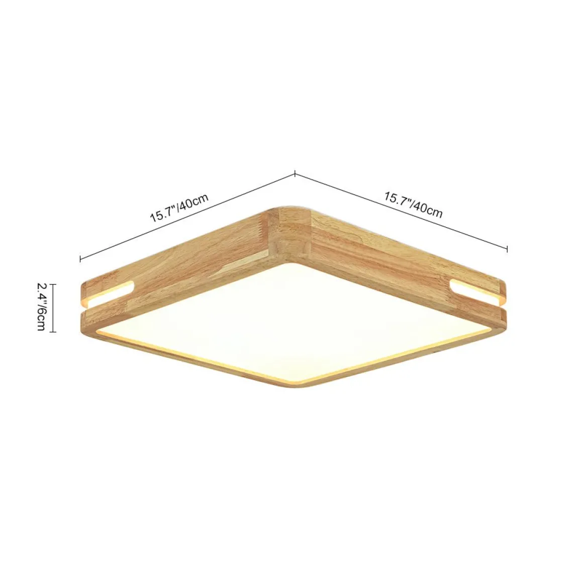 Rustic Dimmable LED Wood Square Flush Mount Light