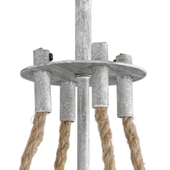 Rustic Hemp Rope Distressed White Glass Globe Pendant Light