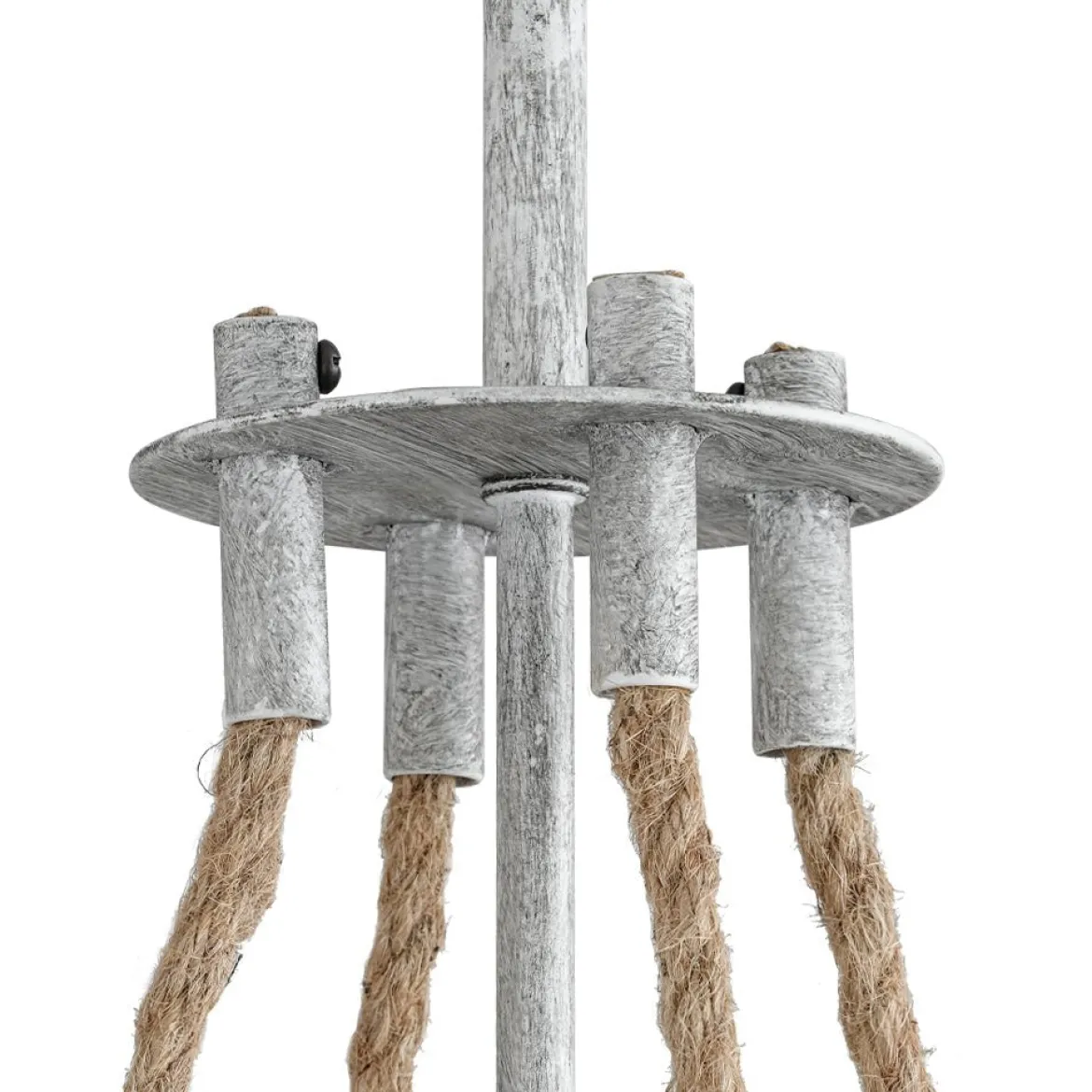 Rustic Hemp Rope Distressed White Glass Globe Pendant Light