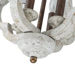 Rustic 4-Light Whitewashed Wood Cage Pendant Light