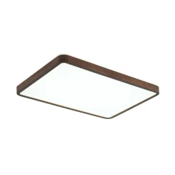 Rustic Rectangle Walnut Wooden Dimmable LED Flush Mount
