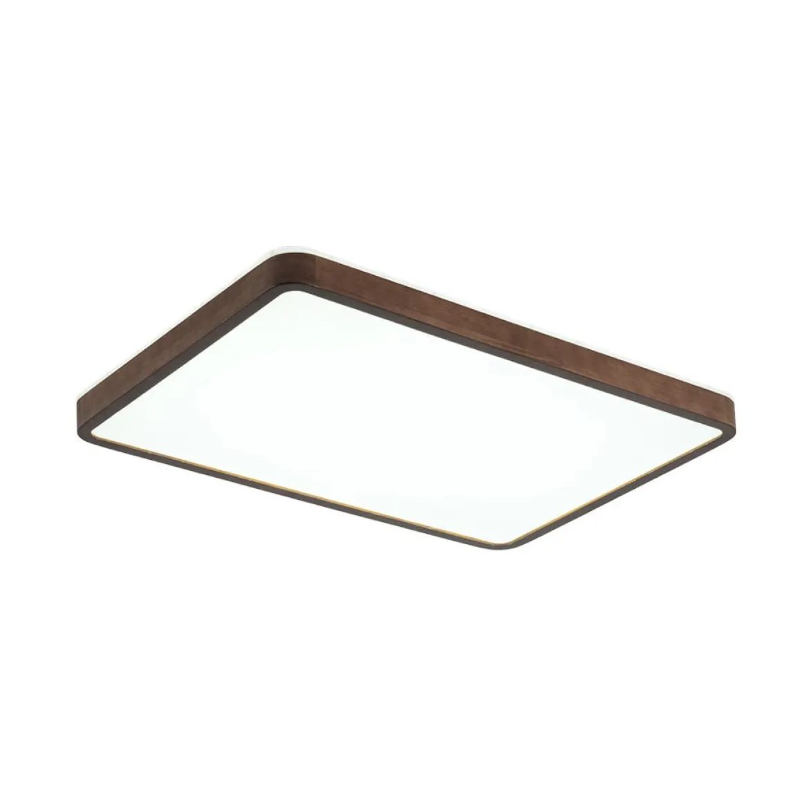 Rustic Rectangle Walnut Wooden Dimmable LED Flush Mount