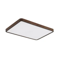 Rustic Rectangle Walnut Wooden Dimmable LED Flush Mount