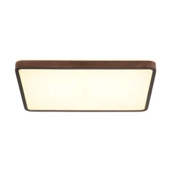 Rustic Rectangle Walnut Wooden Dimmable LED Flush Mount