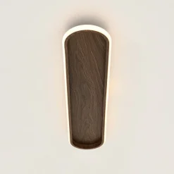 Rustic Walnut Wood Dimmable LED Oval Ring Flush Mount Light