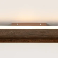 Rustic Walnut Wood Dimmable LED Oval Ring Flush Mount Light