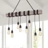Rustic Wooden Wide Linear Chandelier