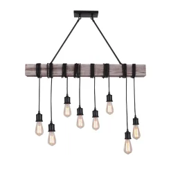 Rustic Wooden Wide Linear Chandelier