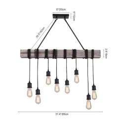 Rustic Wooden Wide Linear Chandelier