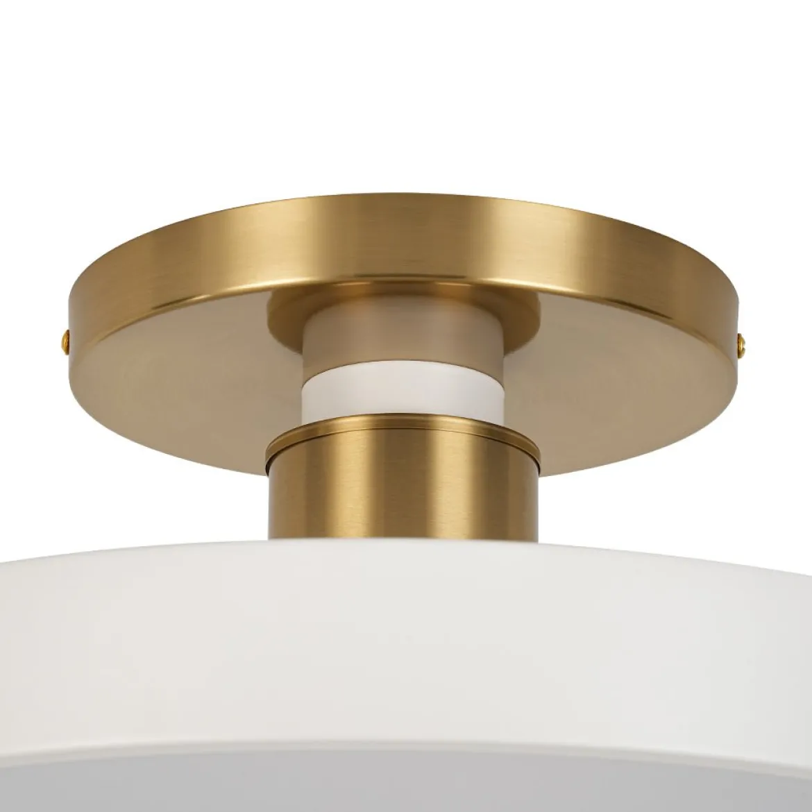 Scandinavian Brass White Round Dimmable LED Semi Flush Light