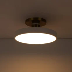 Scandinavian Brass White Round Dimmable LED Semi Flush Light
