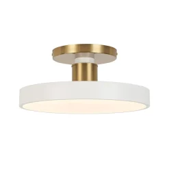 Scandinavian Brass White Round Dimmable LED Semi Flush Light