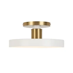 Scandinavian Brass White Round Dimmable LED Semi Flush Light