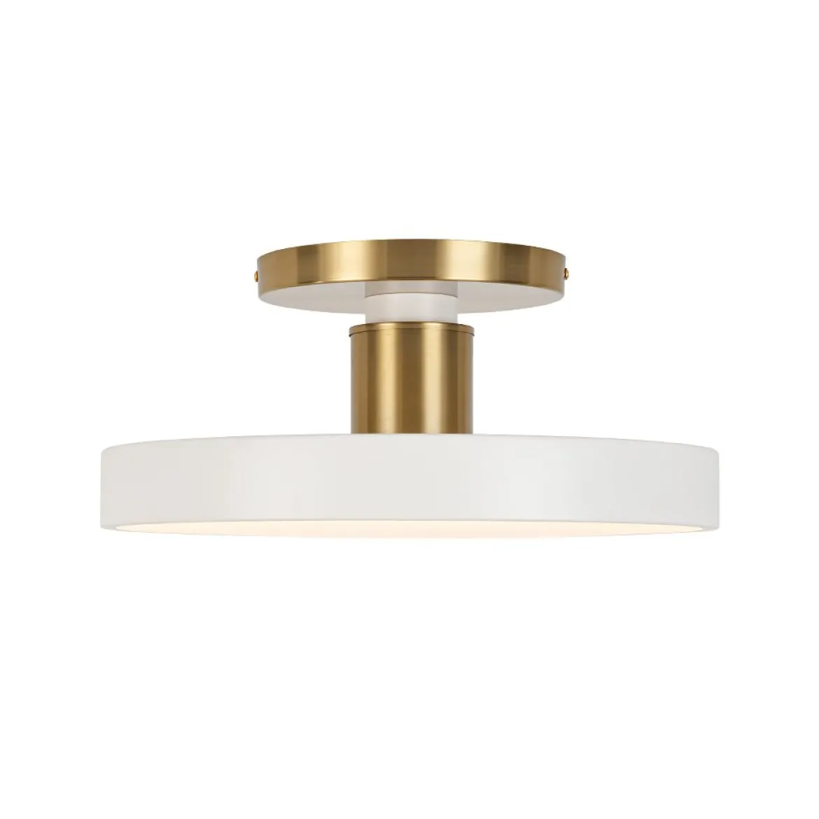 Scandinavian Brass White Round Dimmable LED Semi Flush Light