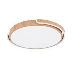 Scandinavian Dimmable LED Round Wood Grain Flush Mount