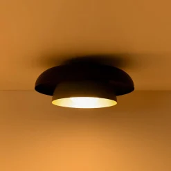 Scandinavian 2-Layer Metal Dome Semi Flush Mount Light