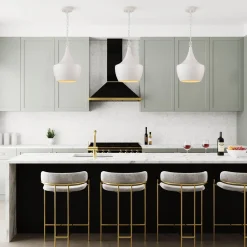 Scandinavian 1-Light Geometric White Kitchen Pendant Light
