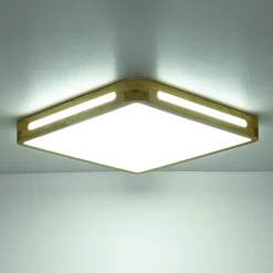 Scandinavian Wooden Dimmable LED Square Flush Mount