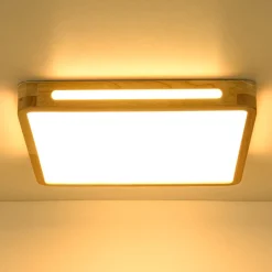 Scandinavian Wooden Dimmable LED Square Flush Mount