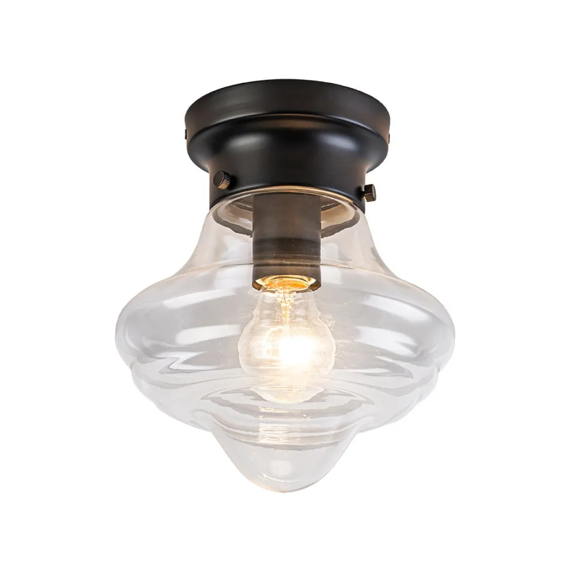 Schoolhouse 1-light Round Clear Glass Shade Semi Flush Mount