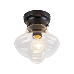 Schoolhouse 1-light Round Clear Glass Shade Semi Flush Mount