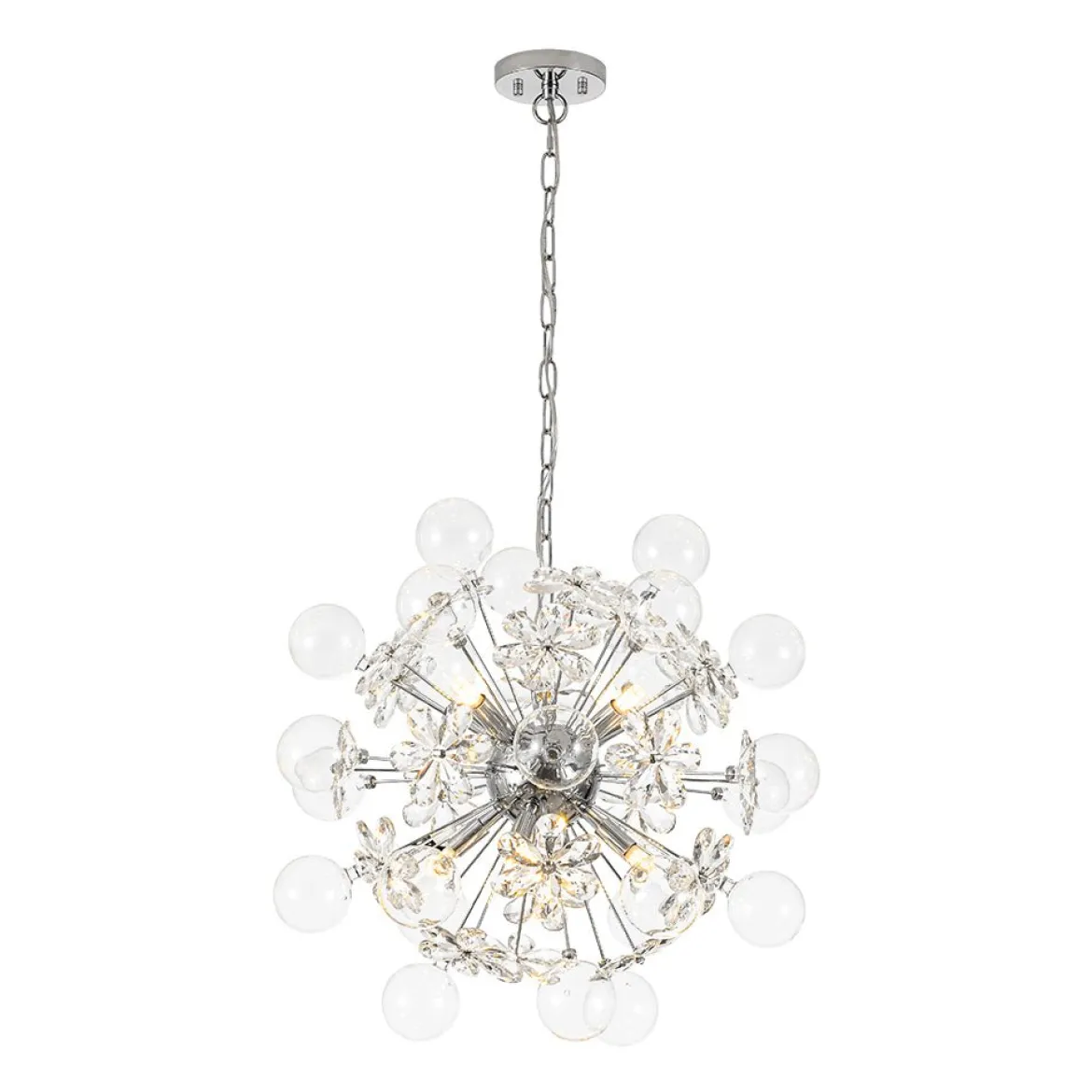 Sculptural Bloom Dandelion Crystal Floral Bubble Chandelier