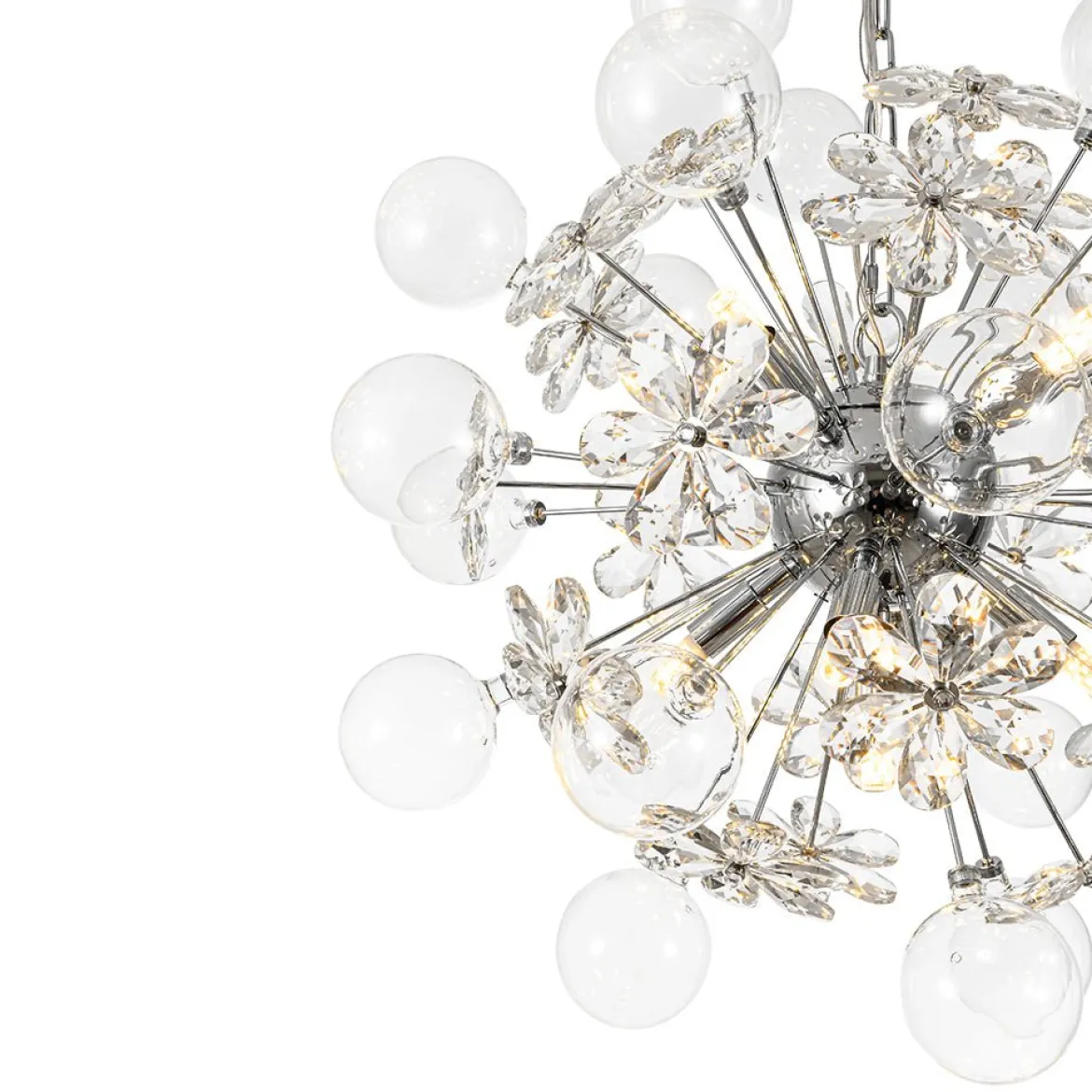 Sculptural Bloom Dandelion Crystal Floral Bubble Chandelier