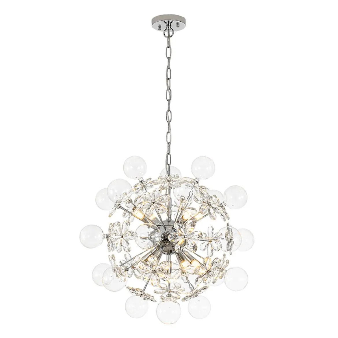 Sculptural Bloom Dandelion Crystal Floral Bubble Chandelier