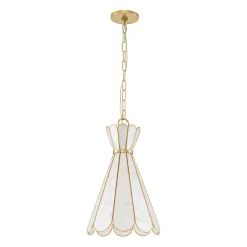 Sculptural Bloom 1-Light Brass Capiz Shell Glass Pendant