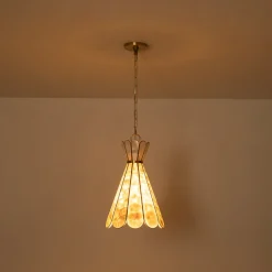 Sculptural Bloom 1-Light Brass Capiz Shell Glass Pendant