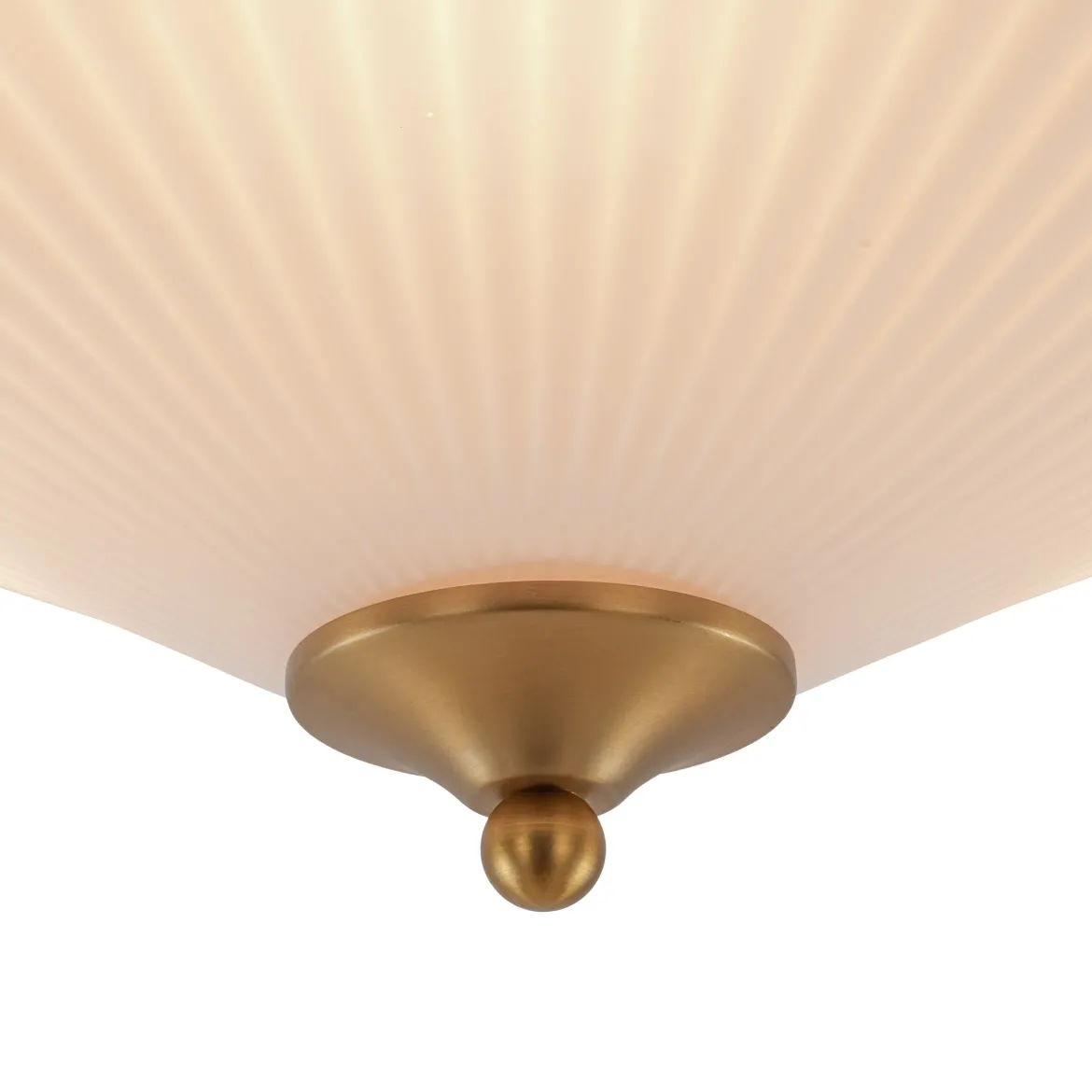 Sculptural Shine Opal Glass Pleated Cone Semi Flush Mount