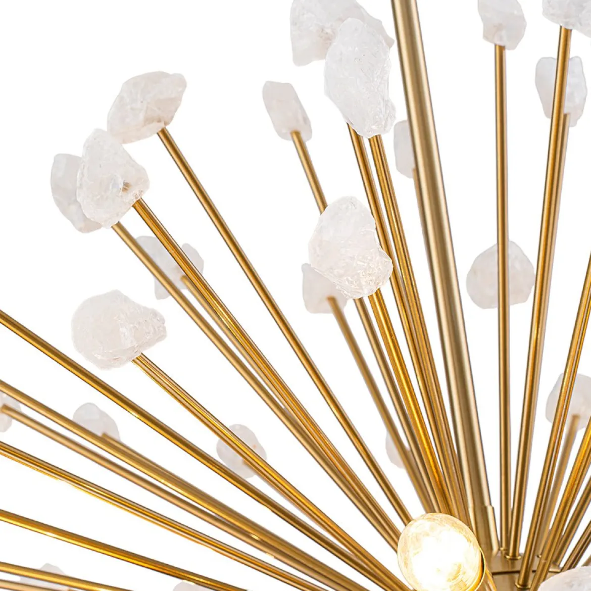 Sculptural Sunburst Bloom Frosted Quartz Dandelion Chandelier