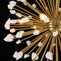 Sculptural Sunburst Bloom Frosted Quartz Dandelion Chandelier