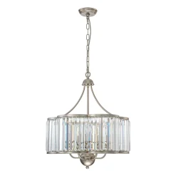 Shabby Chic Antique Silver Crystal Cage Pendant Light