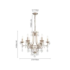 Shabby Chic 6-Light Crystal Empire Candle Chandelier