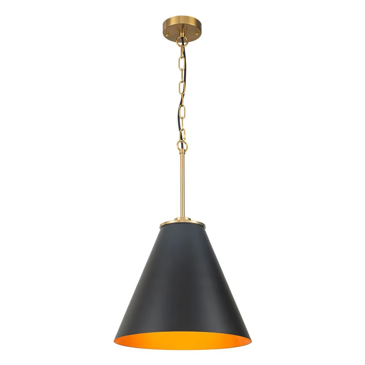 Shaker Brass Black 1-Light Metal Conical Kitchen Pendant