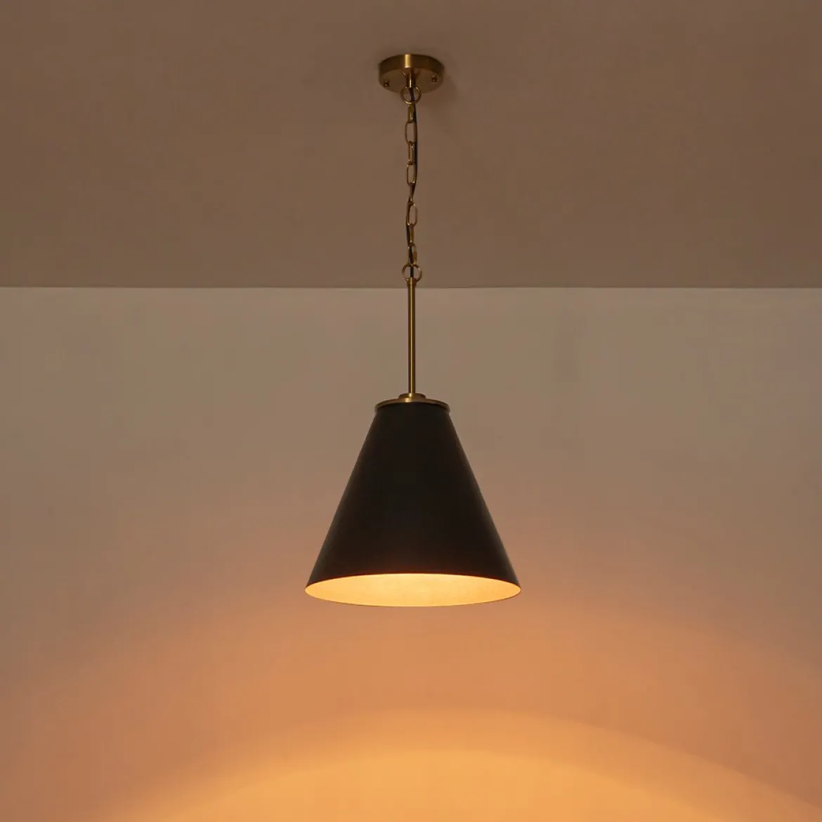 Shaker Brass Black 1-Light Metal Conical Kitchen Pendant
