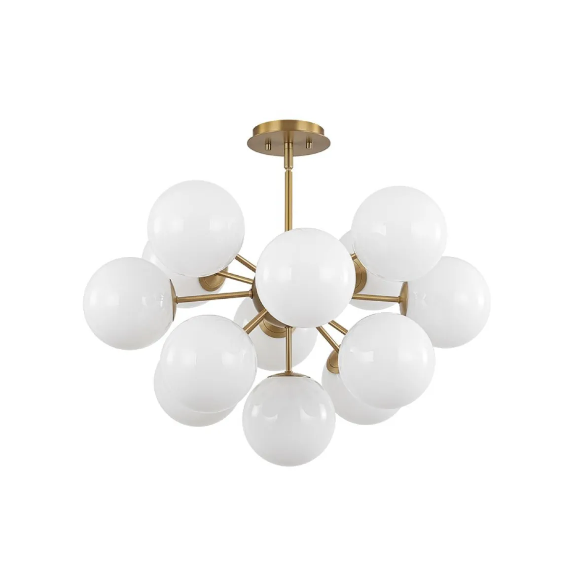 Shine Lustre Opal Glass Bubble Sputnik Semi Flush Chandelier