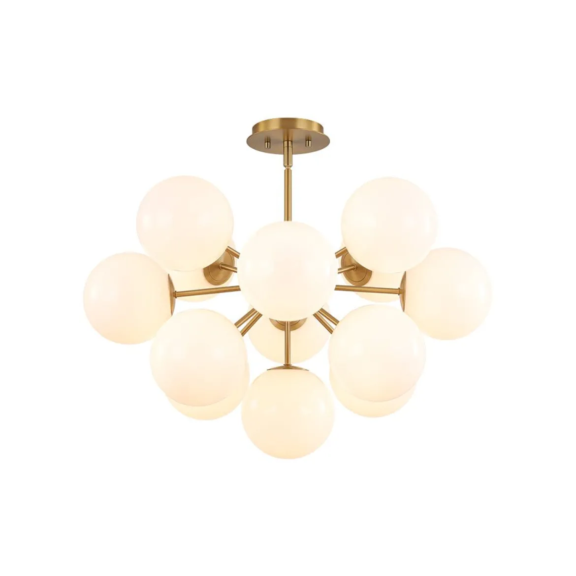 Shine Lustre Opal Glass Bubble Sputnik Semi Flush Chandelier