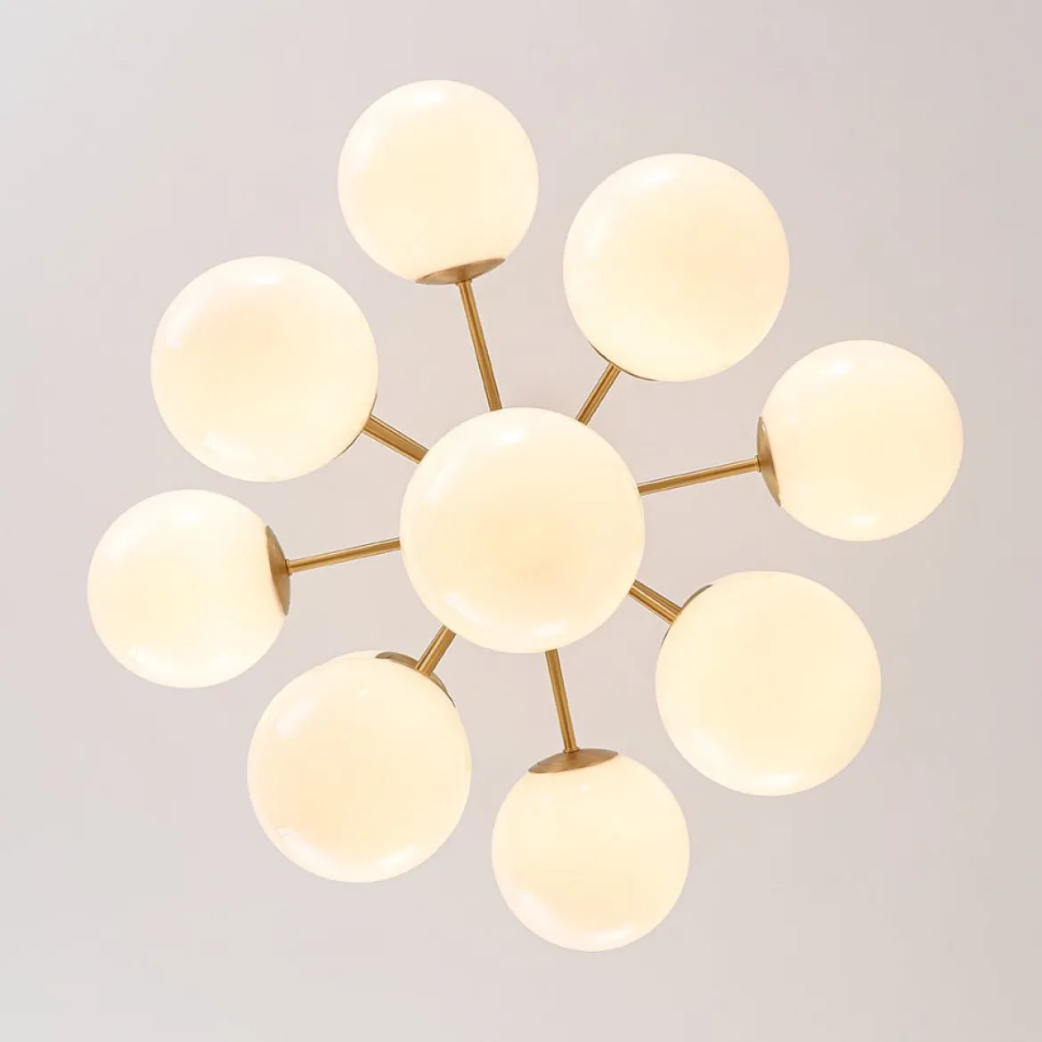Shine Lustre Opal Glass Bubble Sputnik Semi Flush Chandelier
