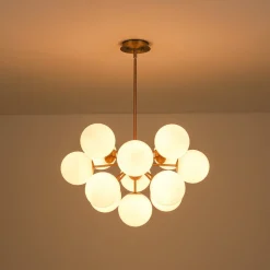 Shine Lustre Opal Glass Bubble Sputnik Semi Flush Chandelier