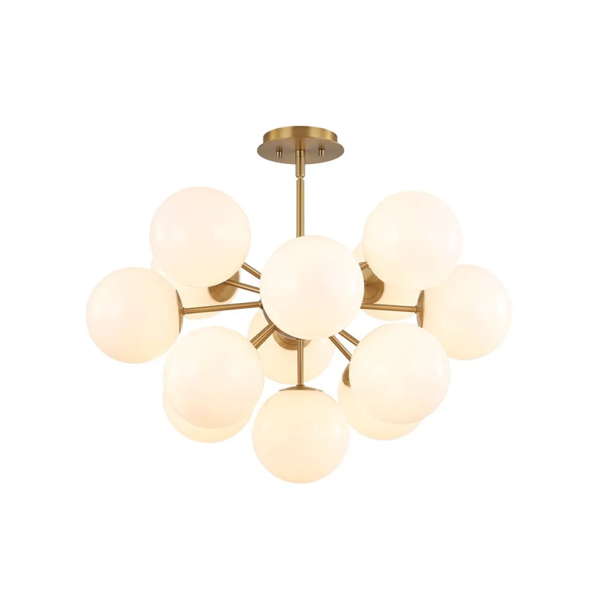 Shine Lustre Opal Glass Bubble Sputnik Semi Flush Chandelier