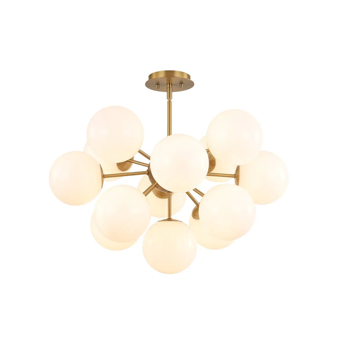 Shine Lustre Opal Glass Bubble Sputnik Semi Flush Chandelier