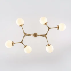 Shine Opal Glass Globe Linear Branch Island Chandelier