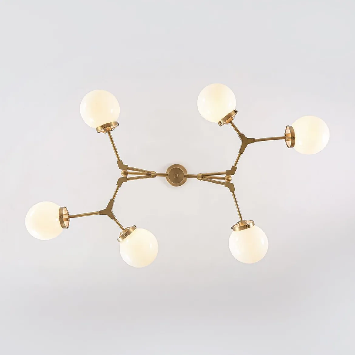 Shine Opal Glass Globe Linear Branch Island Chandelier