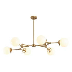 Shine Opal Glass Globe Linear Branch Island Chandelier