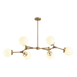Shine Opal Glass Globe Linear Branch Island Chandelier