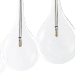 Silver 5-Light Clear Glass Teardrop Linear Island Pendant